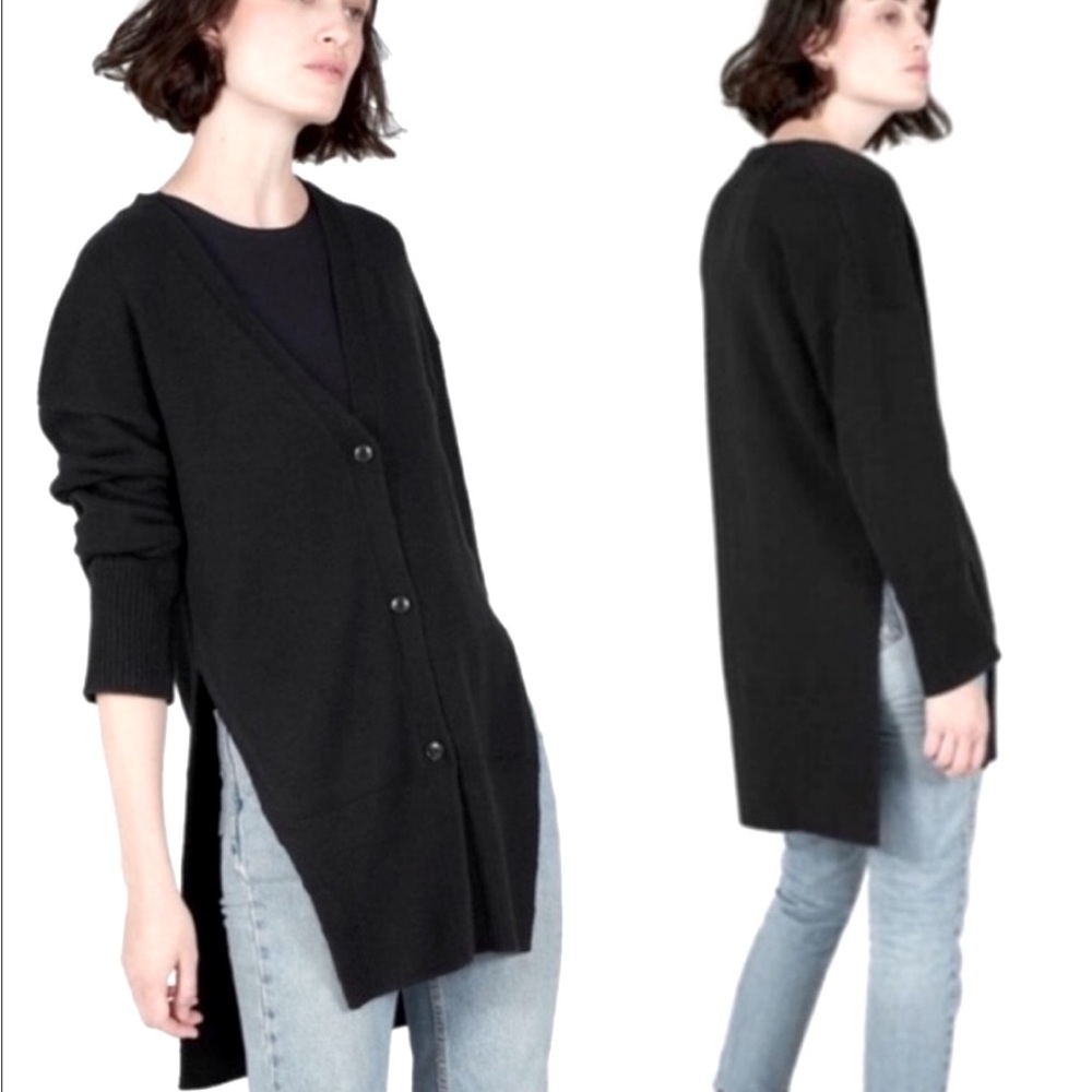Everlane Black Wool Cashmere Blend Long Button Front Cardigan Sweater Women’s XS